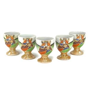 Mepoco Porcelain Japanese Lusterware Egg Cups - 5, c.1935